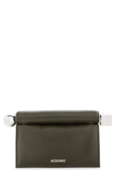 JACQUEMUS JACQUEMUS LA POCHETTE ROND CARRÉ LEATHER CLUTCH