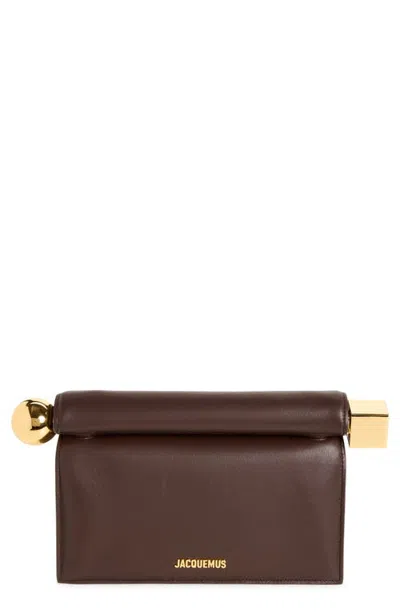 Jacquemus La Pochette Rond Carré Leather Clutch In Brown