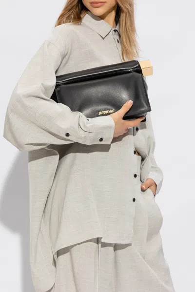 Jacquemus ‘la Pochette Rond Carre' Leather Clutch In Black