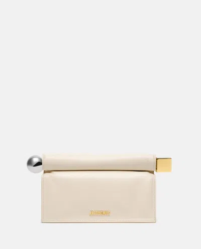 Jacquemus La Pochette Rond Carre Leather Handbag In White