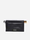 Jacquemus La Pochette Rond Carre Nappa Leather Clutch Bag In Black