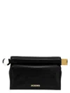 Jacquemus La Petite Pochette Rond Carre Nappa Leather Clutch Bag In Black