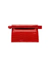 Jacquemus The Rond Carré Croc-embossed Leather Clutch In Red