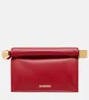 Jacquemus La Pochette Rond Carré Small Leather Clutch In Burgundy