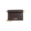 Jacquemus Rectangular Leather Clutch And Chain Strap In Black