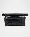Jacquemus La Pochette Rond Croc-embossed Clutch Bag In Black