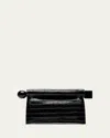 Jacquemus La Pochette Rond Croc-embossed Clutch Bag In La Pochette Rond Carre