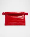 Jacquemus La Pochette Rond Croc-embossed Clutch Bag In Red