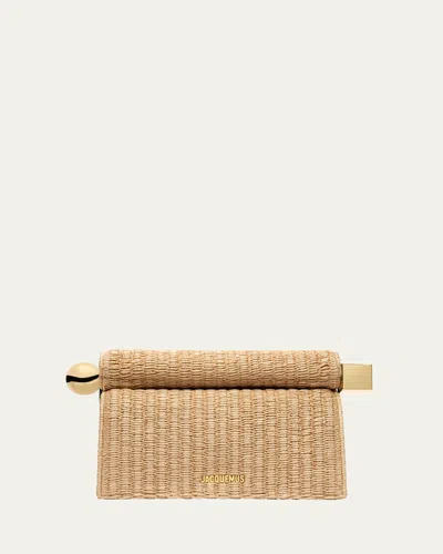 Jacquemus La Pochette Rond Raffia Clutch Bag In La Pochette Rond Carre Raffia