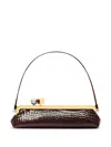 Jacquemus Crocodile Texture Top Handle Clutch Bag In Brown