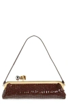 Jacquemus La Pochette Salon Patent Croc-embossed Shoulder Bag In Brown 850