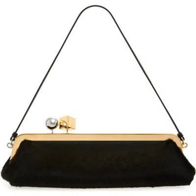 Jacquemus La Pochette The Salon Genuine Calf Hair Shoulder Bag In Black