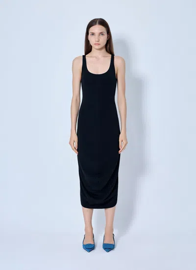 Jacquemus La Regata Draped Midi Dress In Black