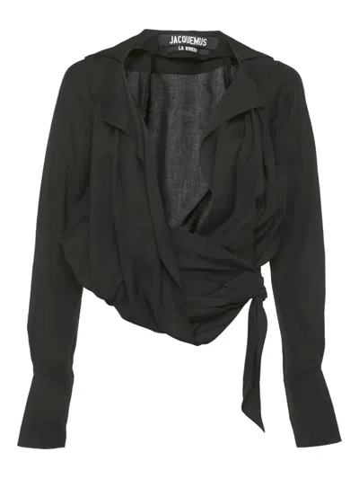 Pre-owned Jacquemus La Riviera Tie-detail Top In Black