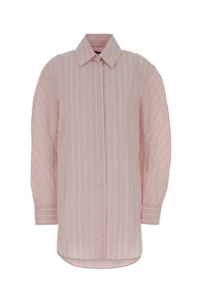 Jacquemus Ovalo Shirt Dress Striped Cuffed Sleeves In Pink