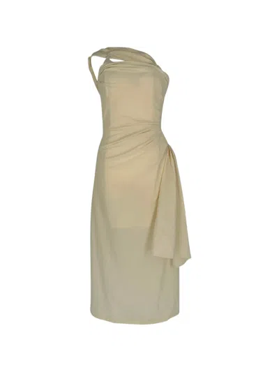 Pre-owned Jacquemus La Robe Abanada Midi Dress In Neutrals