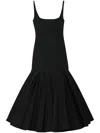 Jacquemus Agave Pleated Paneled Cotton-poplin Midi Dress In Black