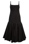 Jacquemus Agave Pleated Paneled Cotton-poplin Midi Dress In Black