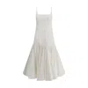 Jacquemus La Robe Agave White Sleeveless Long Dress With Square Neck And Flared Hem In Cotton Blend Woman
