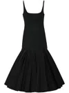 Jacquemus Agave Pleated Paneled Cotton-poplin Midi Dress In Black
