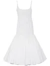 Jacquemus La Robe Agave White Sleeveless Long Dress With Square Neck And Flared Hem In Cotton Blend Woman In White