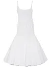 Jacquemus La Robe Agave White Sleeveless Long Dress With Square Neck And Flared Hem In Cotton Blend Woman In White