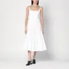 Jacquemus La Robe Agave White Sleeveless Long Dress With Square Neck And Flared Hem In Cotton Blend Woman In White