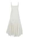 Jacquemus La Robe Agave White Sleeveless Long Dress With Square Neck And Flared Hem In Cotton Blend Woman