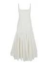 Jacquemus La Robe Agave White Sleeveless Long Dress With Square Neck And Flared Hem In Cotton Blend Woman