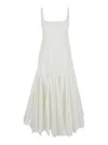 Jacquemus La Robe Agave White Sleeveless Long Dress With Square Neck And Flared Hem In Cotton Blend Woman In Multicolor