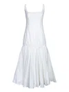 Jacquemus La Robe Agave White Sleeveless Long Dress With Square Neck And Flared Hem In Cotton Blend Woman In White