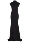 Jacquemus Maxi Dress With Cap Sleeves And Mock Neck In Black