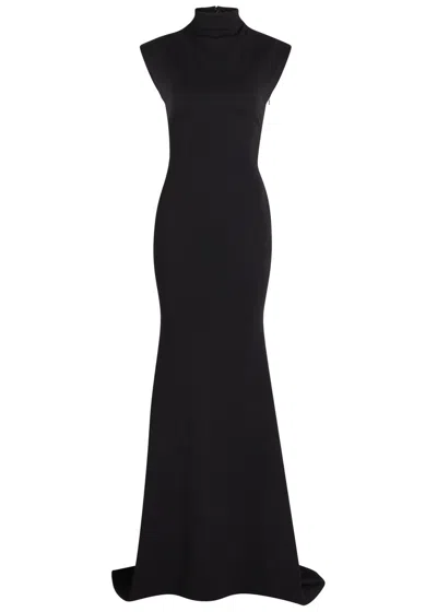 Jacquemus Maxi Dress With Cap Sleeves And Mock Neck In Black