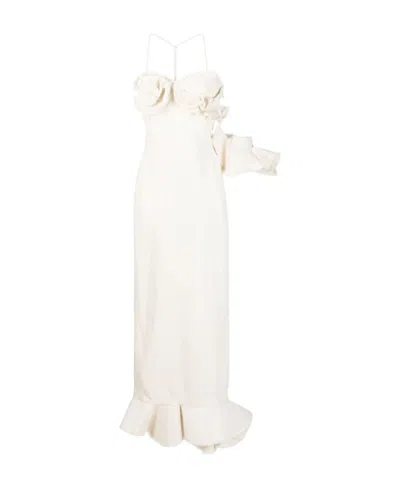 Jacquemus Off-white Le Raphia 'la Robe Artichaut' Maxi Dress In Off White