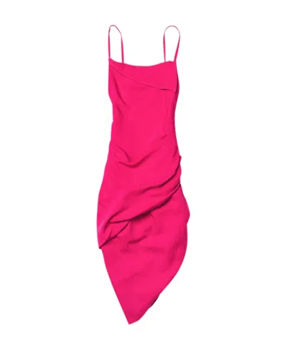 Jacquemus La Robe Asymmetrical Dress In Red