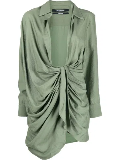 Jacquemus La Robe Bahia Mini Dress In Khaki