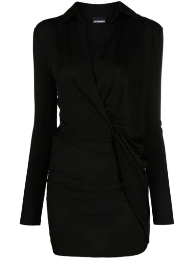 Jacquemus La Robe Bahia Jersey Mini Dress In Black