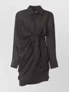 Jacquemus La Robe Bahia Le Raphia Draped Shirtdress In Brown