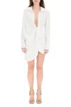 Jacquemus La Robe Bahia Draped Minidress In White