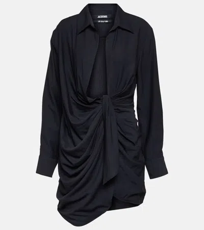 JACQUEMUS LA ROBE BAHIA PLUNGE-NECK MINIDRESS