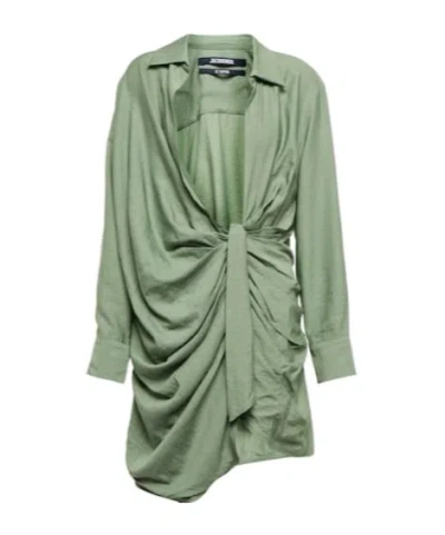 Jacquemus La Robe Bahia Tie-detail Minidress In Green