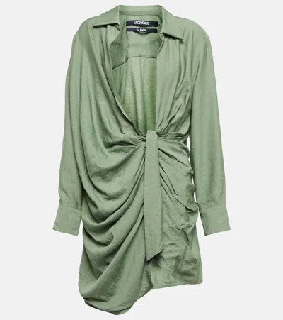 Jacquemus La Robe Bahia Mini Dress In Khaki