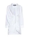 Jacquemus Womens La Robe Bahia Plunge-neck Woven Mini Dress White