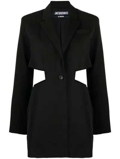 Jacquemus 'la Robe Bari' Black Single-breasted Jacket With Cut-out