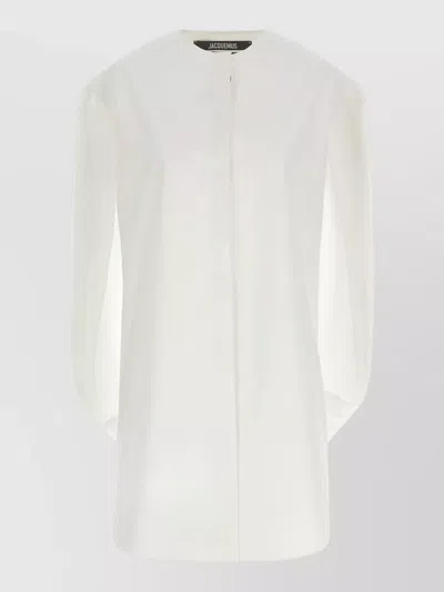 Jacquemus La Robe Berlingot Gathered Long Sleeve Top In White