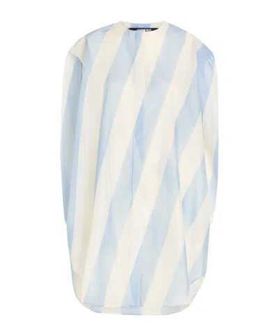 Jacquemus La Robe Berlingot Striped Organza Mini Shirt Dress In Multi