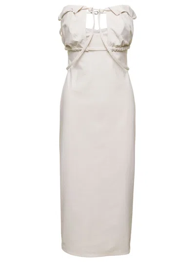 Jacquemus La Robe Bikini Strapless Midi Dress In Ivory