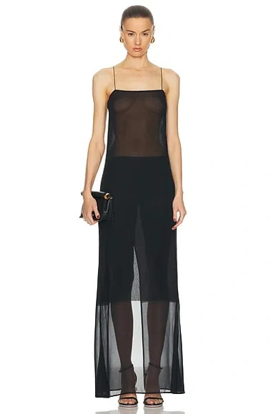 Jacquemus Panel Midi Straps Slit Block Dress In Black