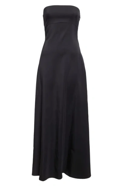Jacquemus La Robe Bustier Strapless Crepe Jersey Maxi Dress With Train In Black