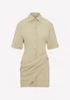 Jacquemus La Robe Camisa Mini Dress In Khaki
